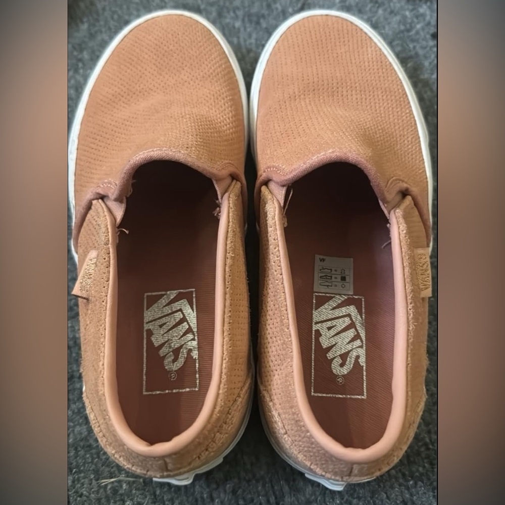 VANS ASHER Pink Perforated Suede Slip On Shoes Sneakers Womens Size 6